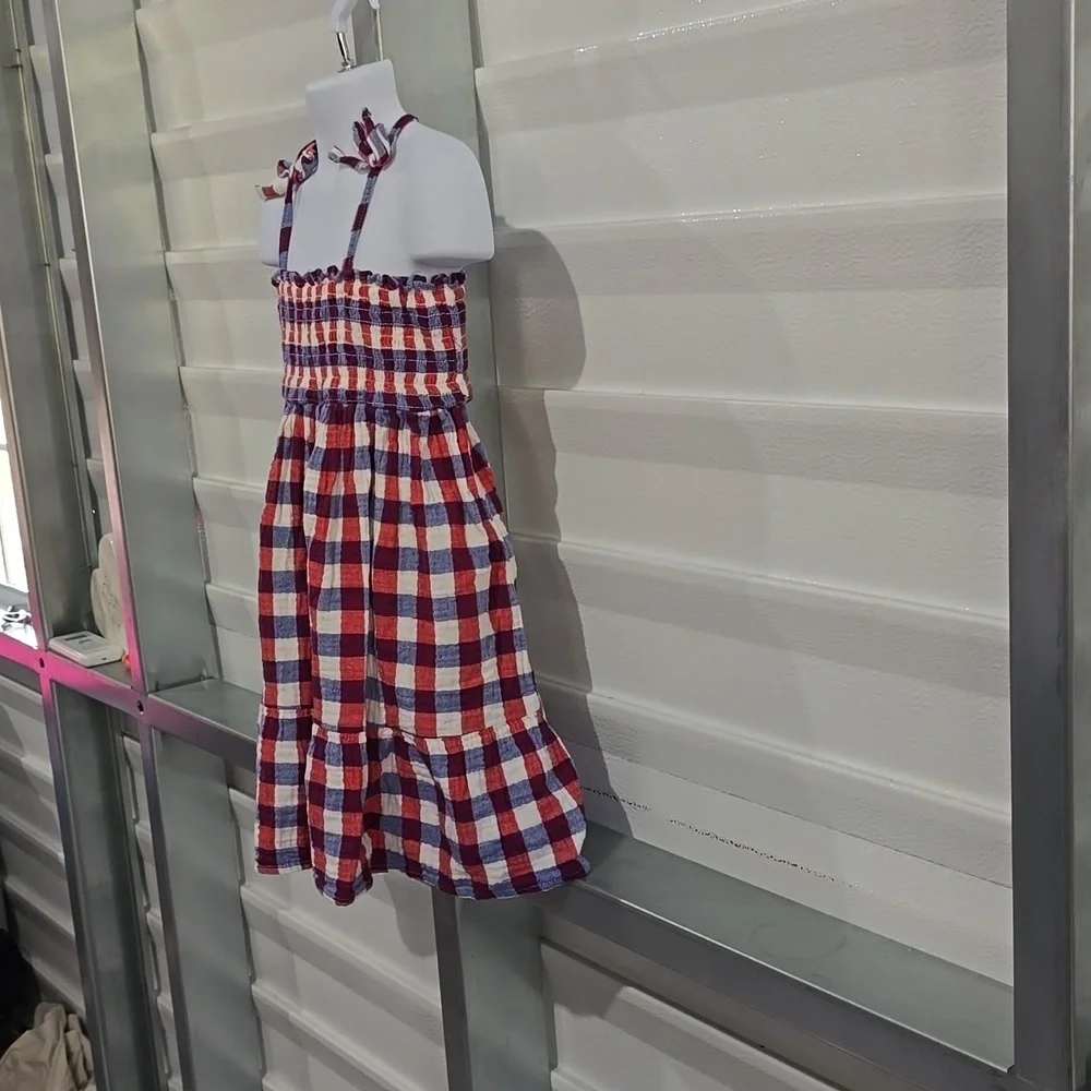 Cat & Jack red white and blue plaid‎ dress size 5T